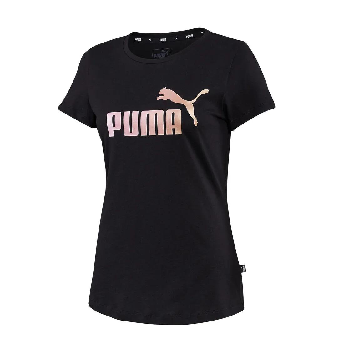 Cotton Fitness T-Shirt Essentials  - Black with Metallic Gold Logo