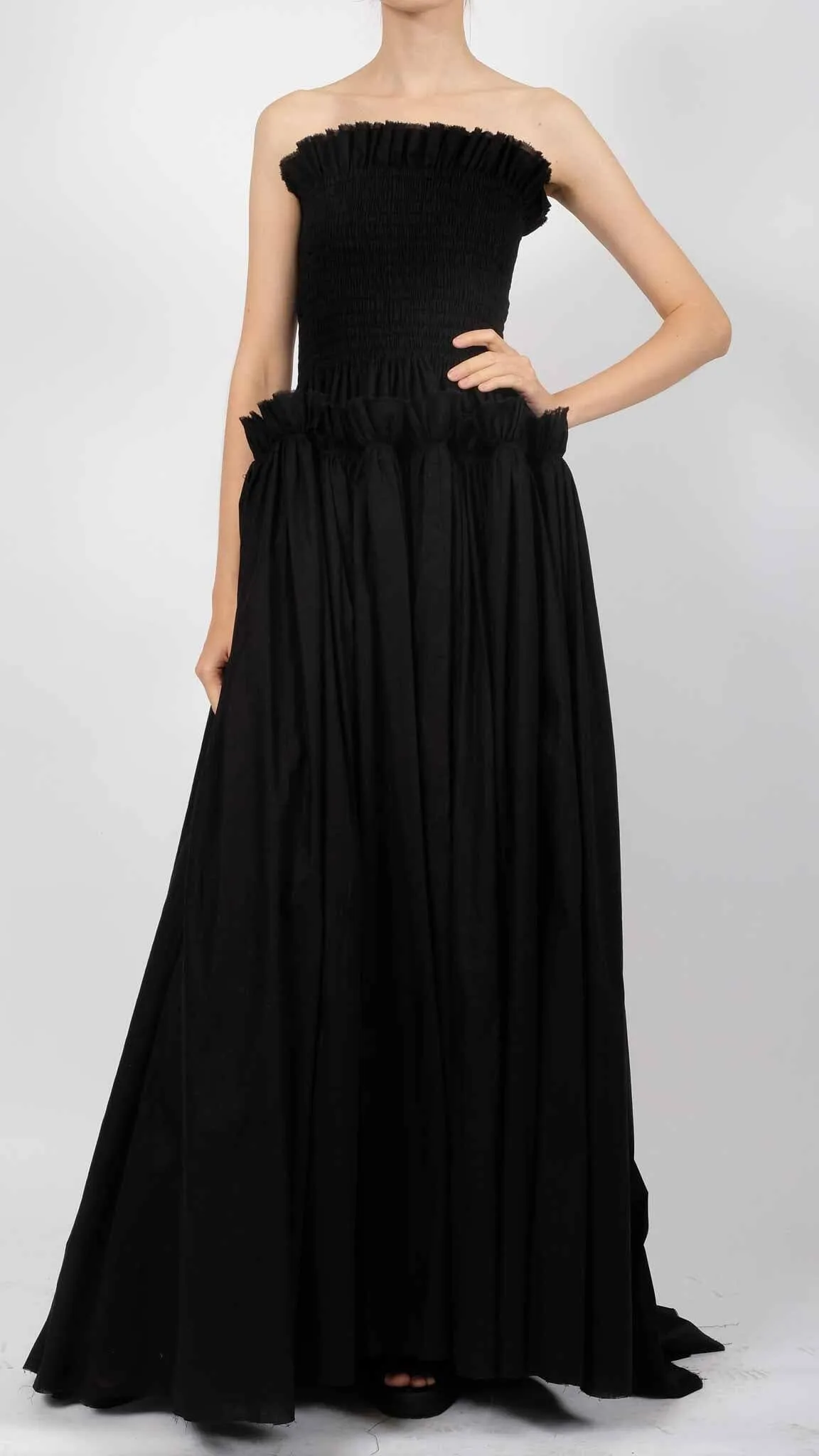 Cotton Maxi Dress with Ruffles