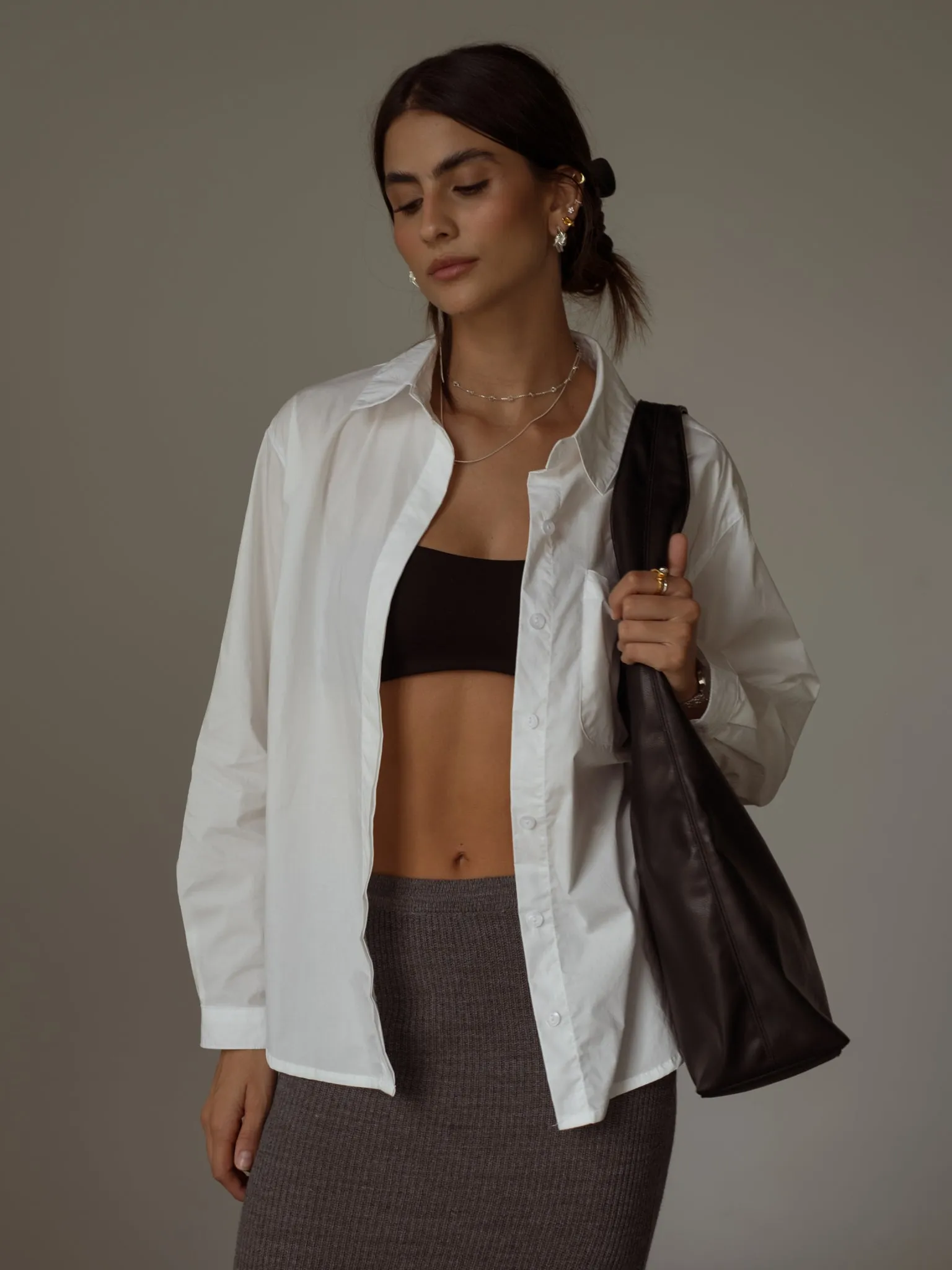 COTTON MINIMAL SHIRT  - CREAMY