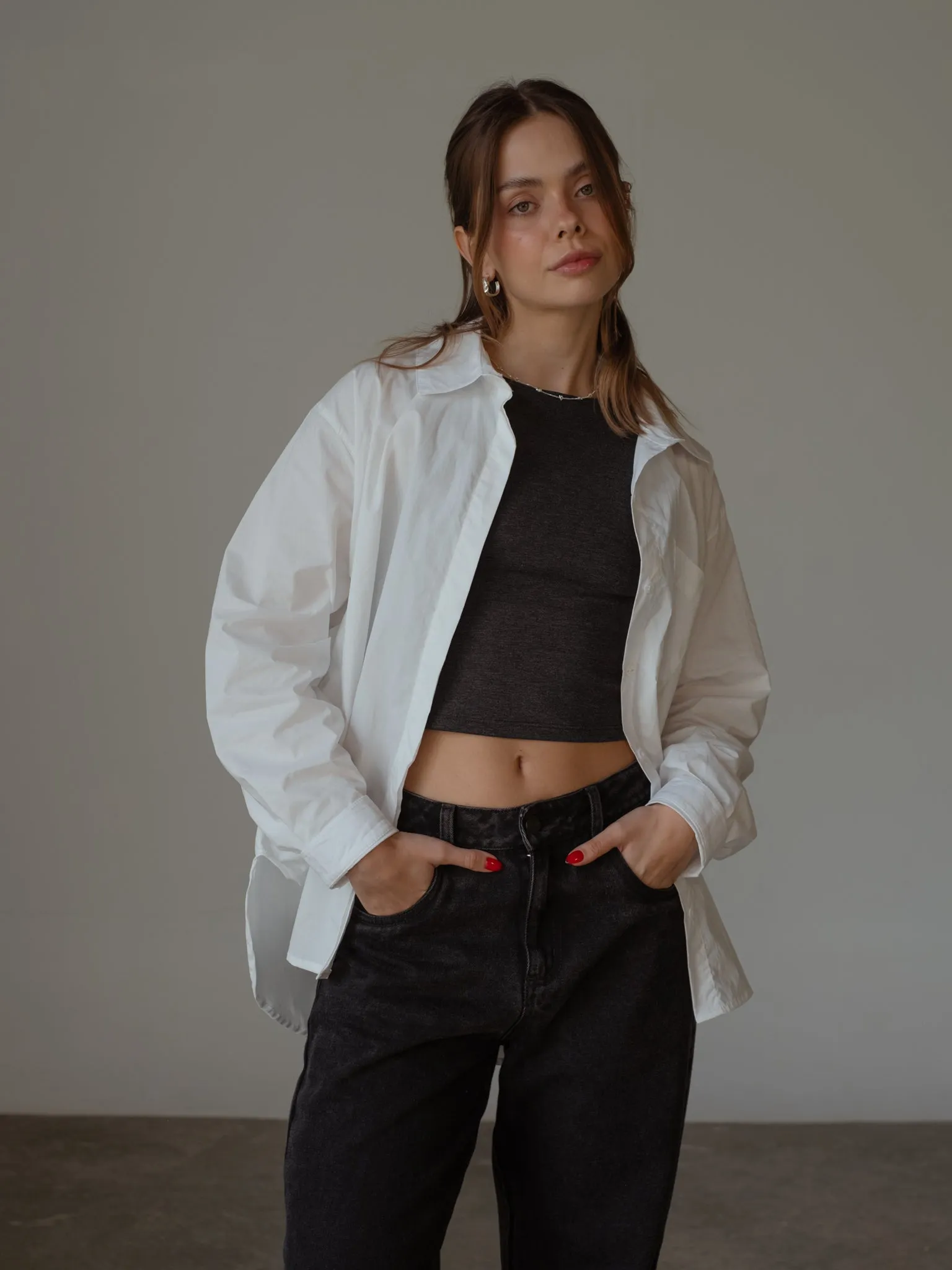 COTTON MINIMAL SHIRT  - CREAMY