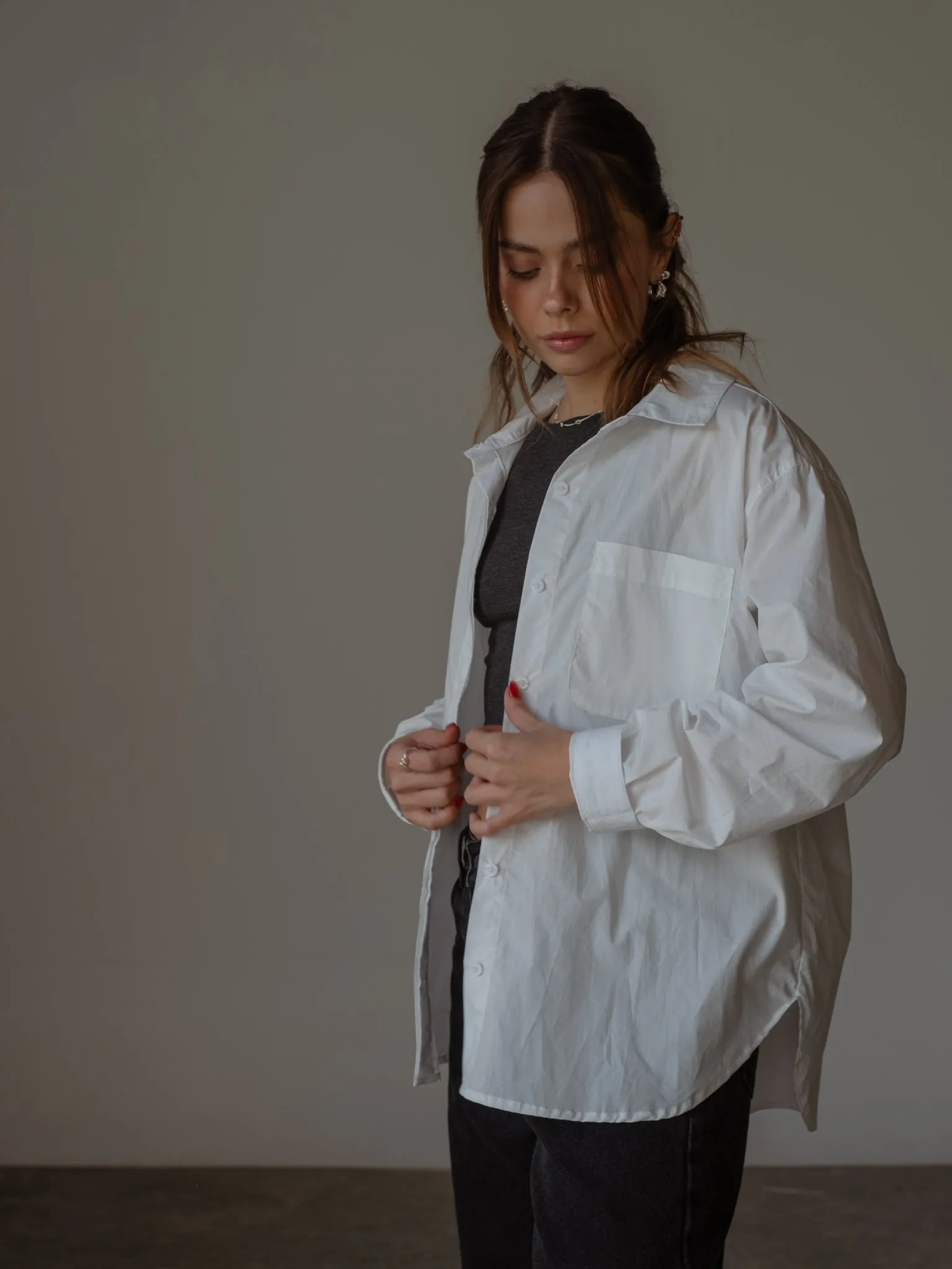 COTTON MINIMAL SHIRT  - CREAMY