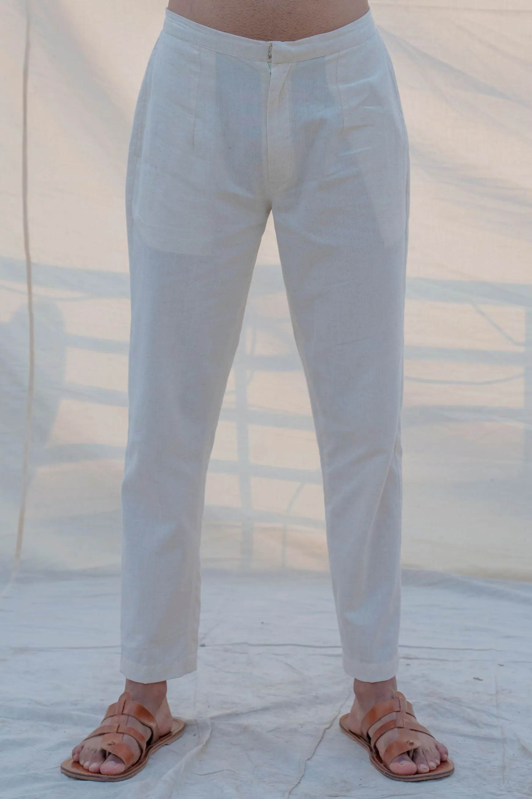 Cotton X Rayon Green Cowl Kurta with Off-White Pant Set