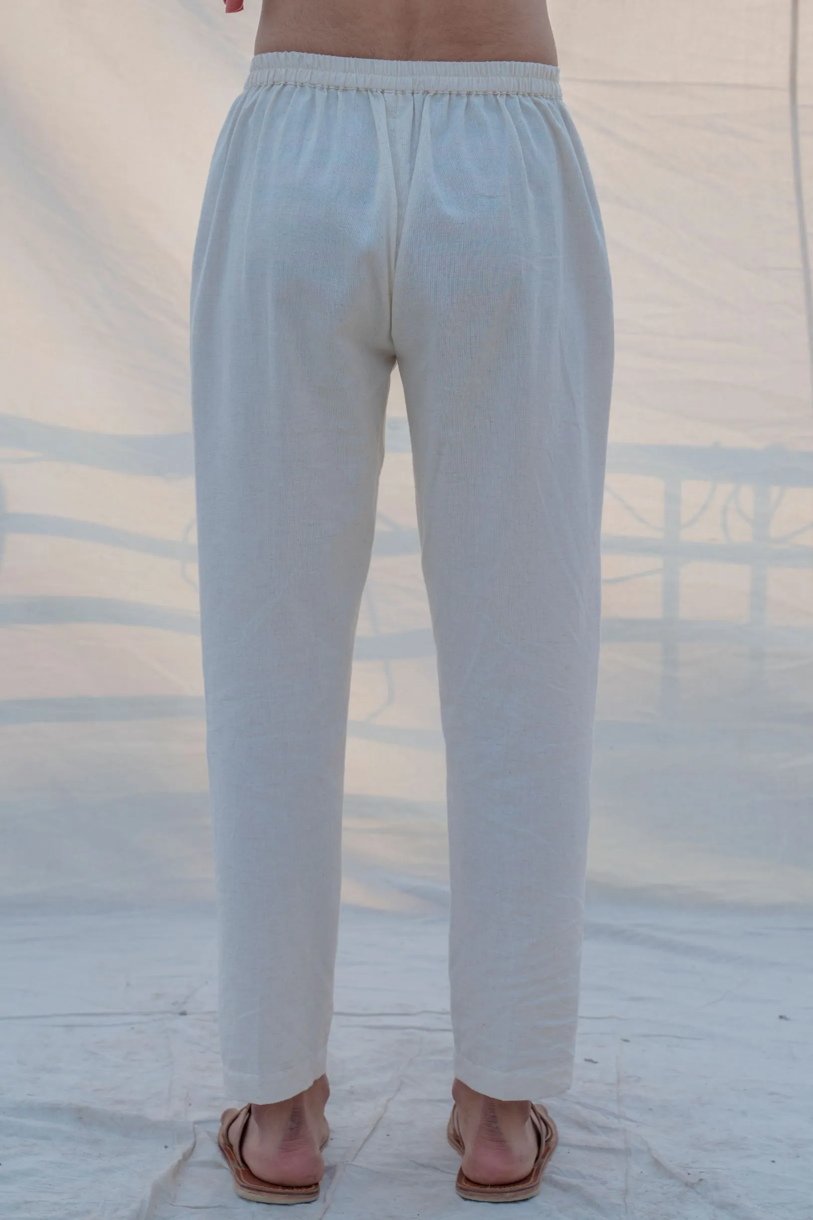 Cotton X Rayon Green Cowl Kurta with Off-White Pant Set