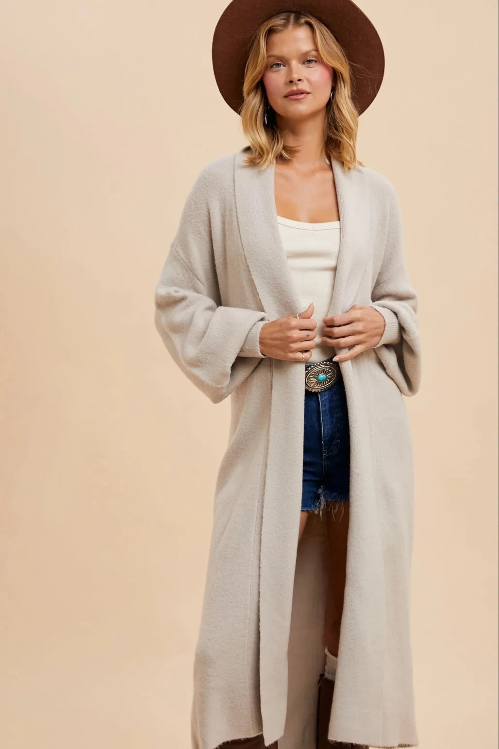 Cozy Cardigan Long Belted Sweater With Pockets