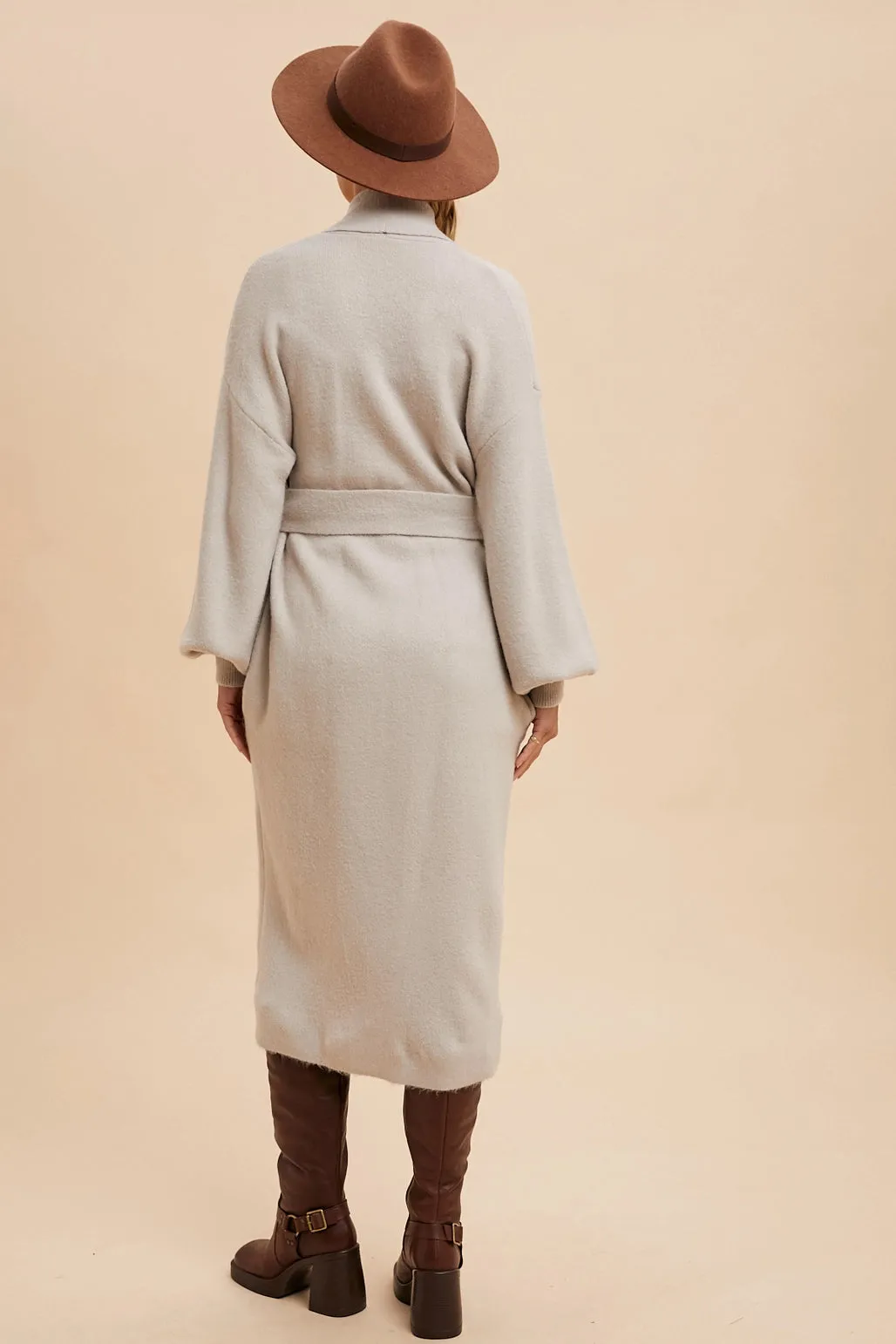 Cozy Cardigan Long Belted Sweater With Pockets