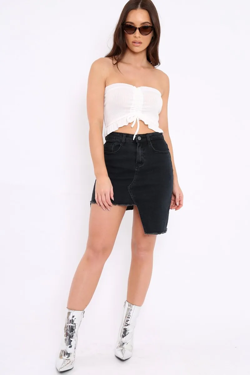Cream Gathered Middle Bandeau Crop Top - Darlah