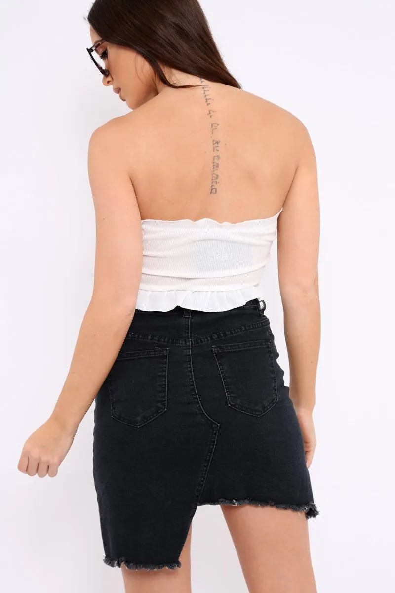 Cream Gathered Middle Bandeau Crop Top - Darlah