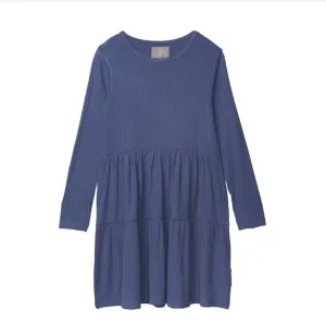 Creamie Vintage Indigo Ribbed Viscose Dress: Size 7 to 14