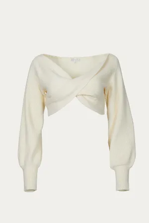 CROPPED TWISTED RIBBED-MODAL SWEATER