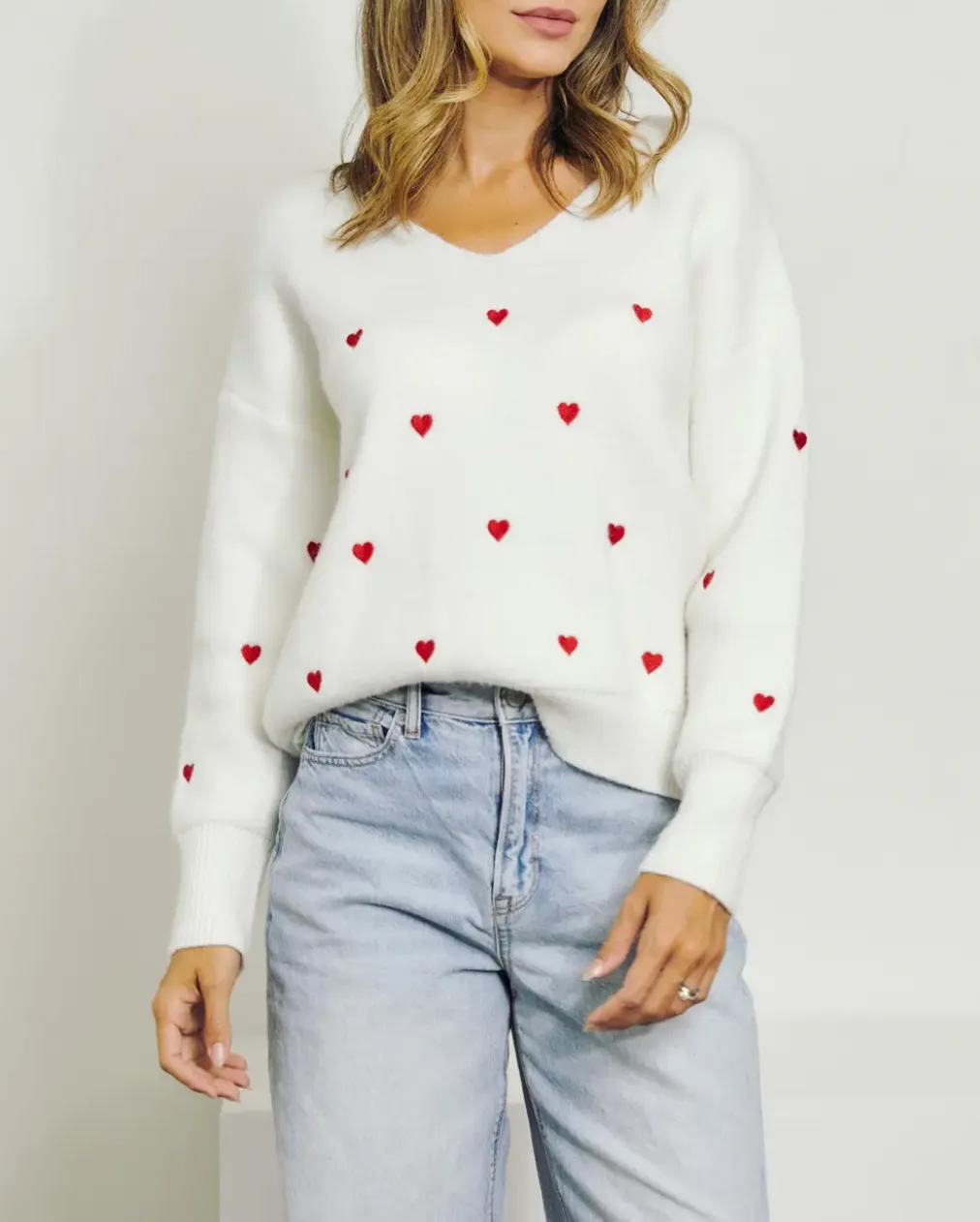 CROSS MY HEART EMBROIDERED SWEATER