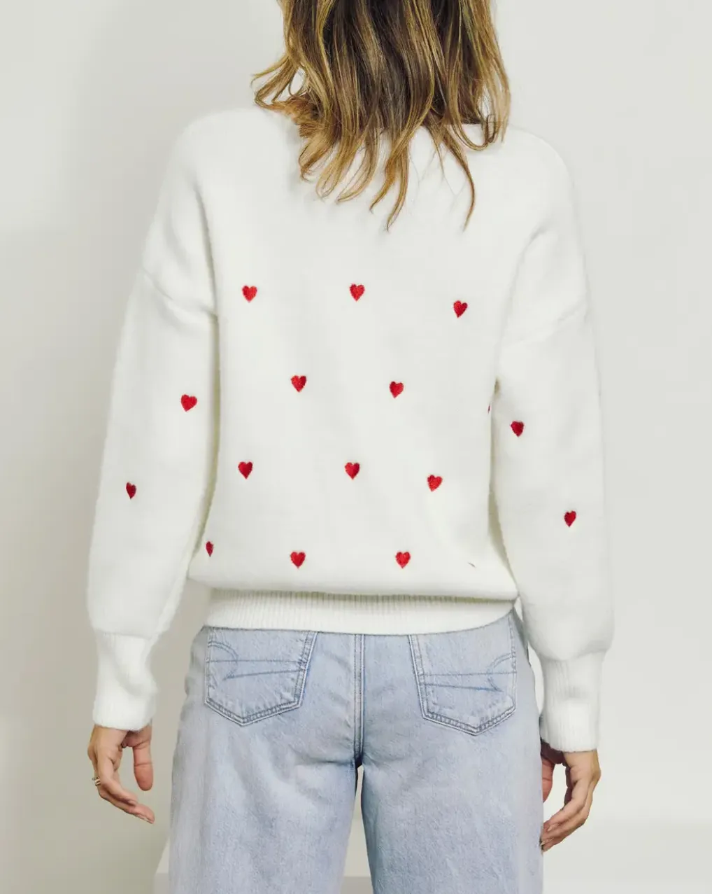 CROSS MY HEART EMBROIDERED SWEATER