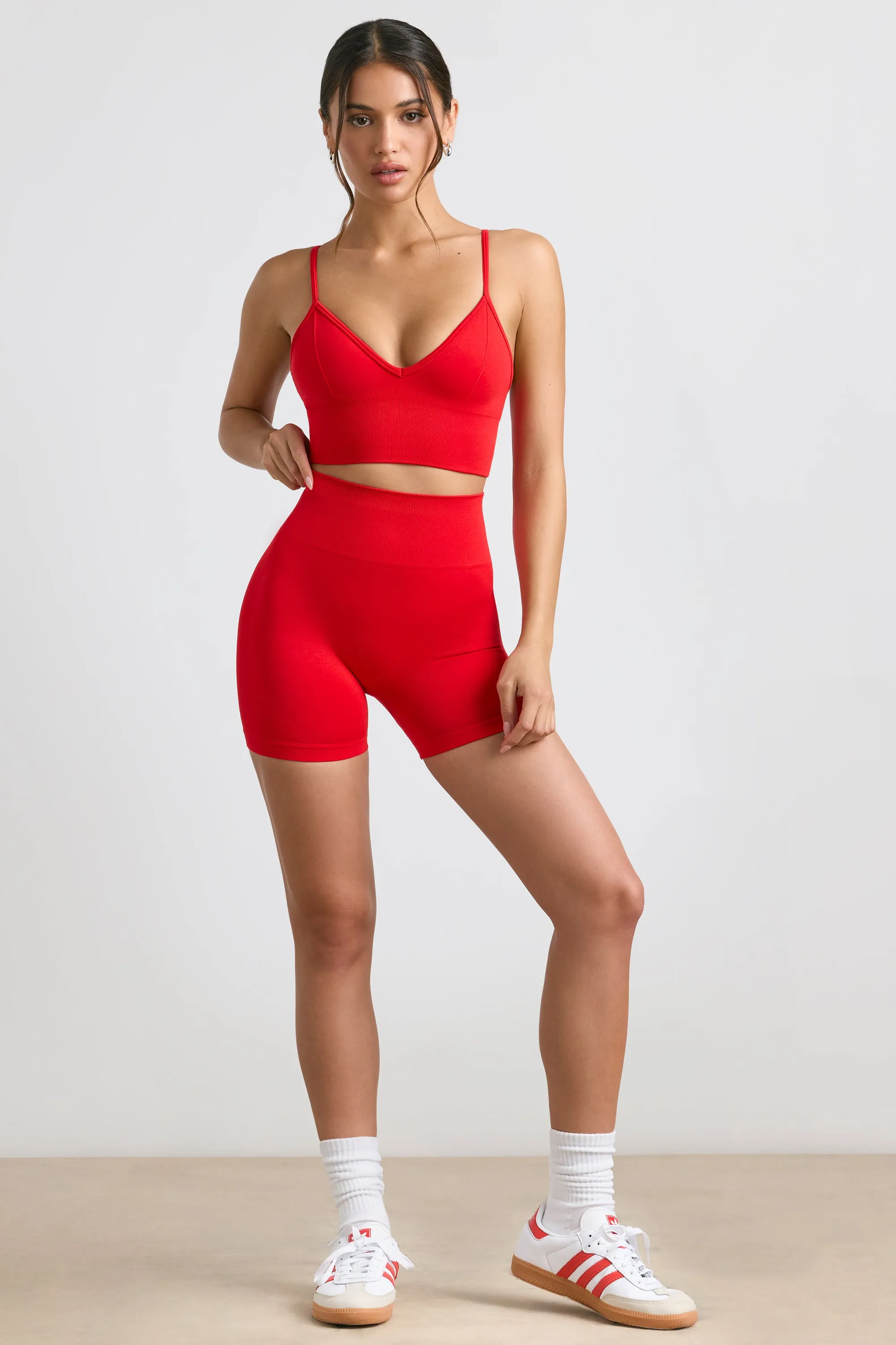 Crush - High-Waist Define Luxe Mini Shorts in Red