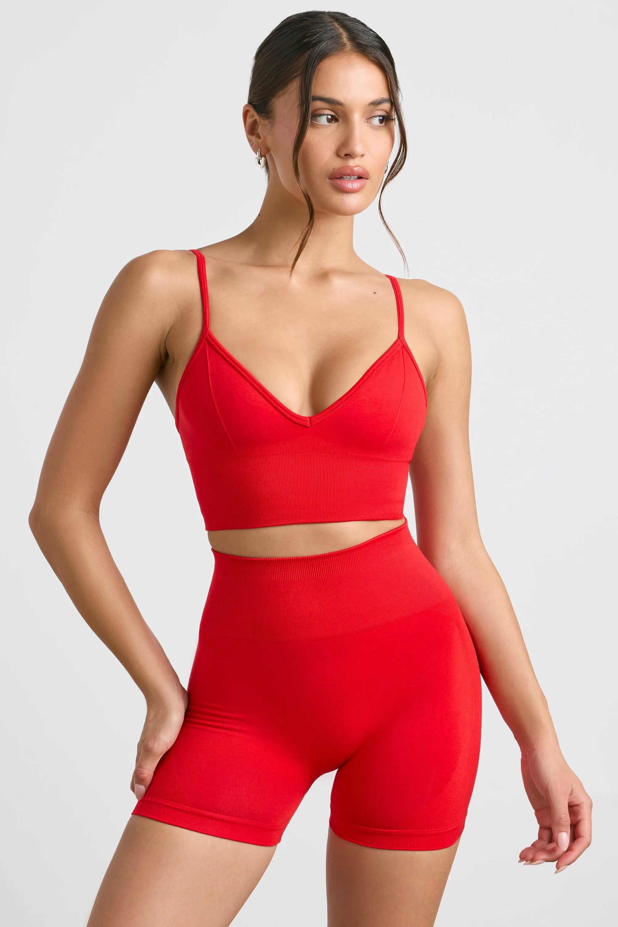 Crush - High-Waist Define Luxe Mini Shorts in Red