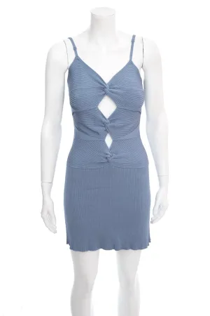 Cult Gaia Blue Ribbed Mini Dress SZ M