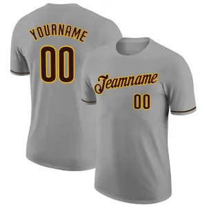 Custom Gray Brown-Gold Performance T-Shirt