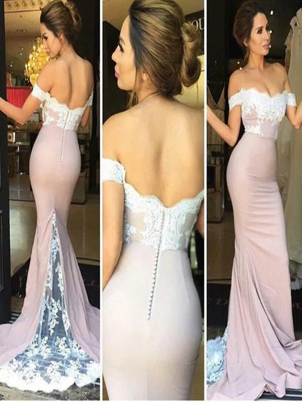 Custom Made Off Shoulder Lace Mermaid Backless Prom Dress, Lace Mermaid Formal Dress, Bridesmaid Dress