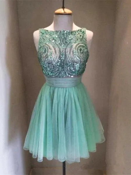 Custom Made Round Neck Short Blue Prom Dresses, Short Homecoming Dresses, Graduation Dresses