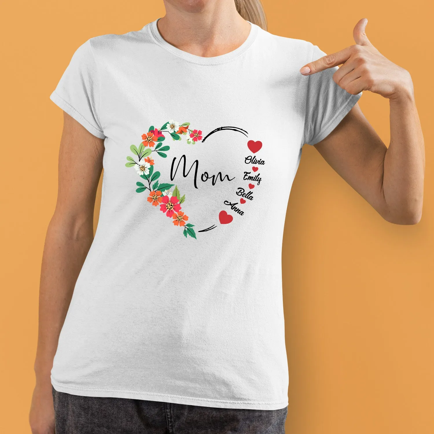 Custom Mom with Kids Names Shirt, Custom Gigi Heart Sweatshirt, Personalized Family T-Shirt, Your Name Floral Heart Sweater, Mama Shirt, Mom Shirt, Mother's Day Gift, Happy Mother’s Day