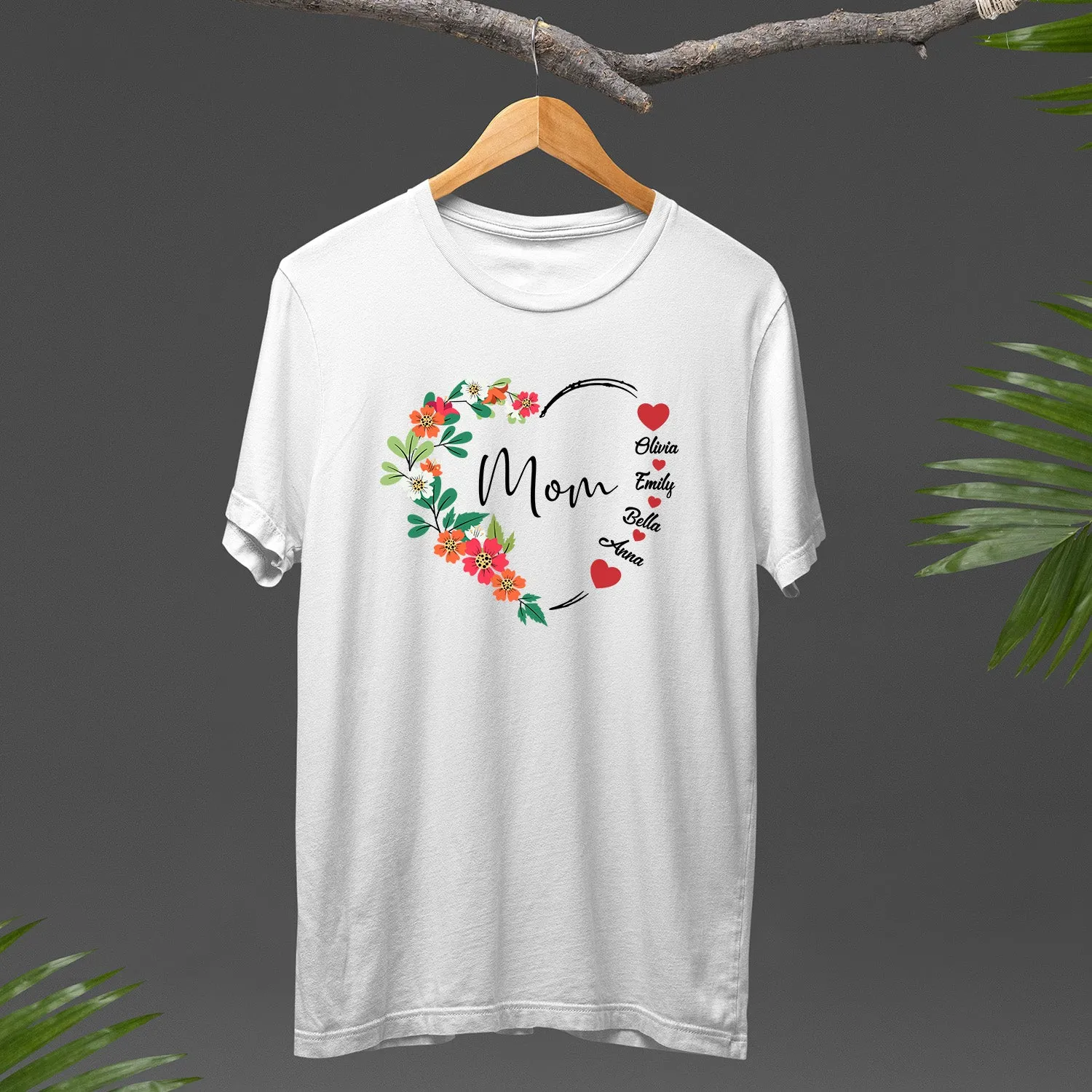 Custom Mom with Kids Names Shirt, Custom Gigi Heart Sweatshirt, Personalized Family T-Shirt, Your Name Floral Heart Sweater, Mama Shirt, Mom Shirt, Mother's Day Gift, Happy Mother’s Day