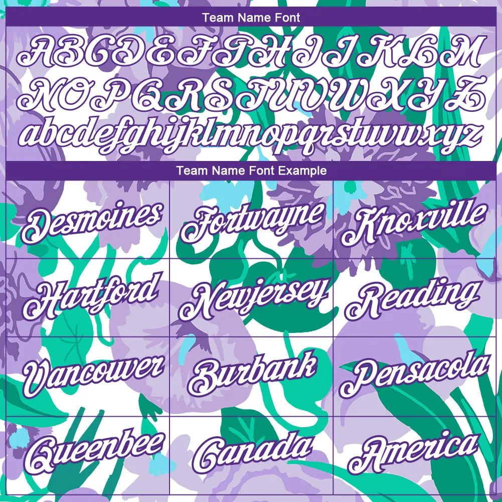 Custom Purple White 3D Pattern Design Flowers Performance T-Shirt