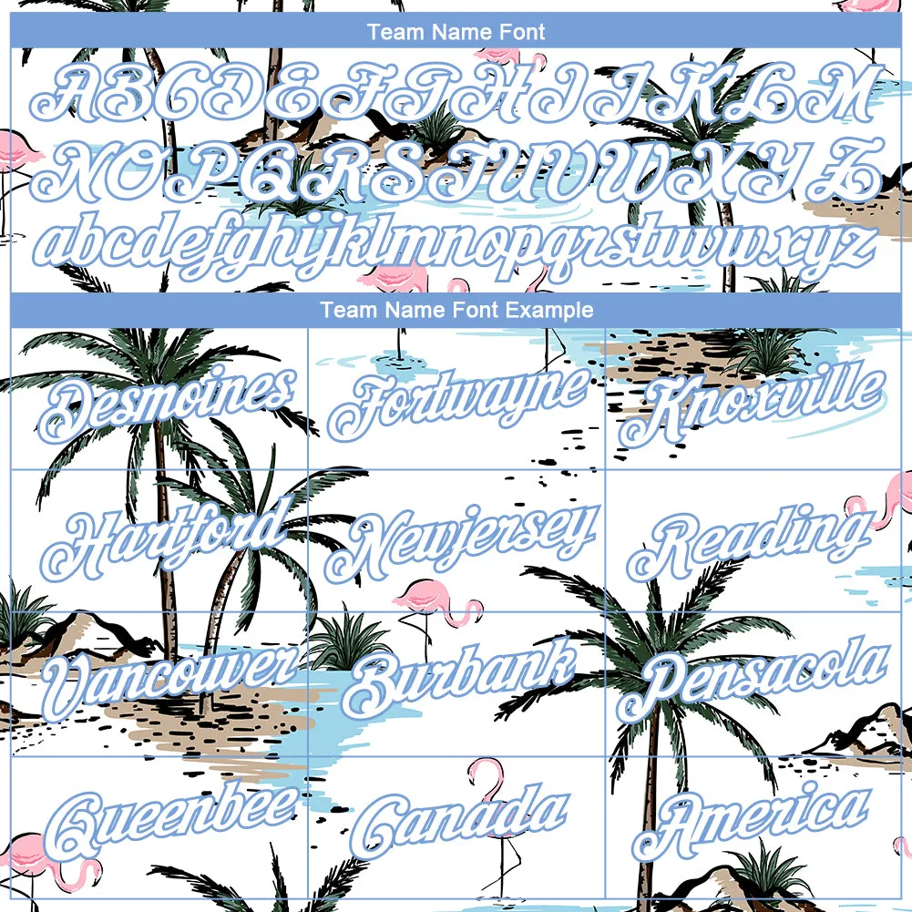 Custom White White-Light Blue 3D Pattern Design Hawaii Palm Trees Performance T-Shirt