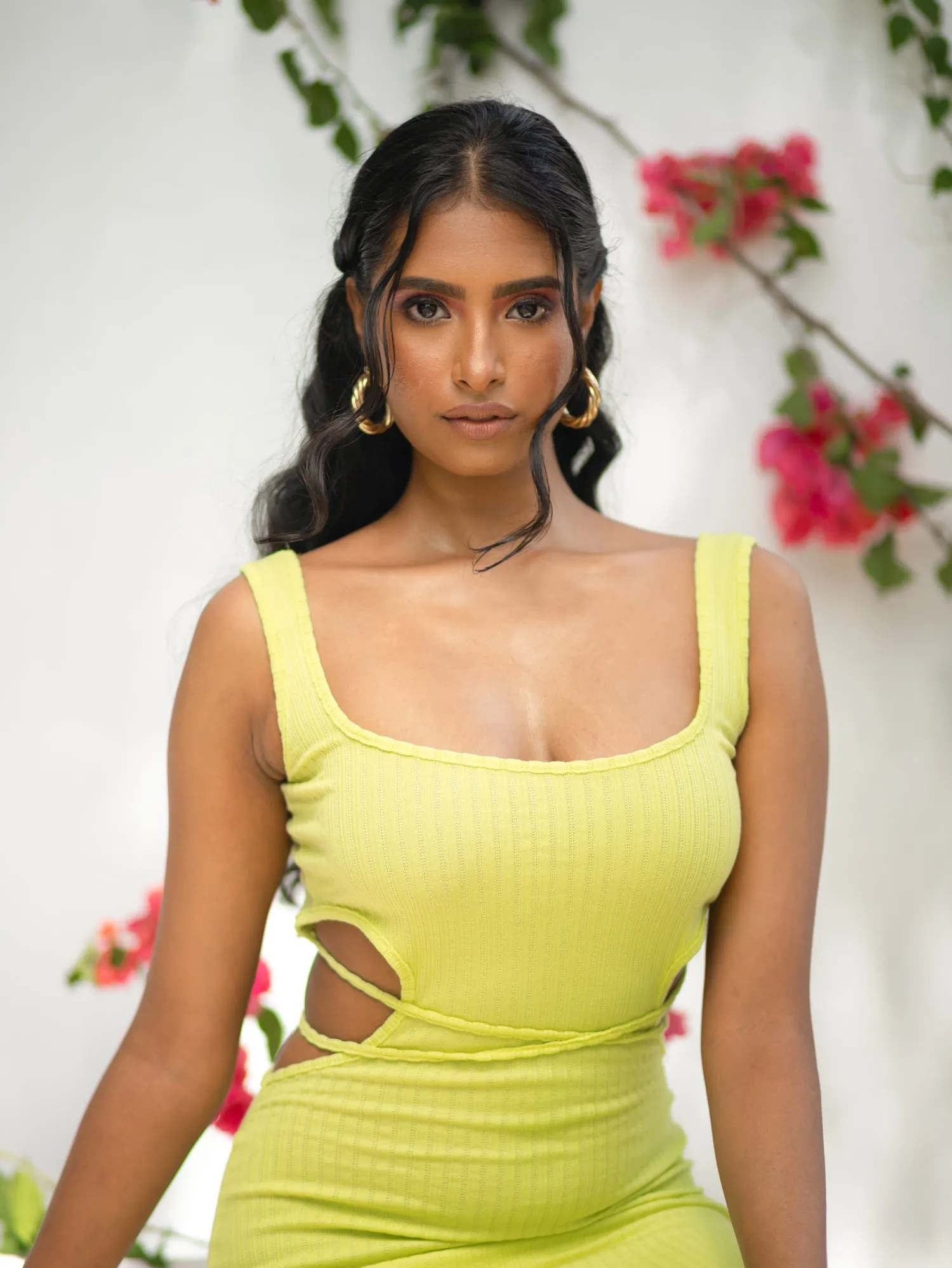Cut Out Detail Ribbed Maxi Dress