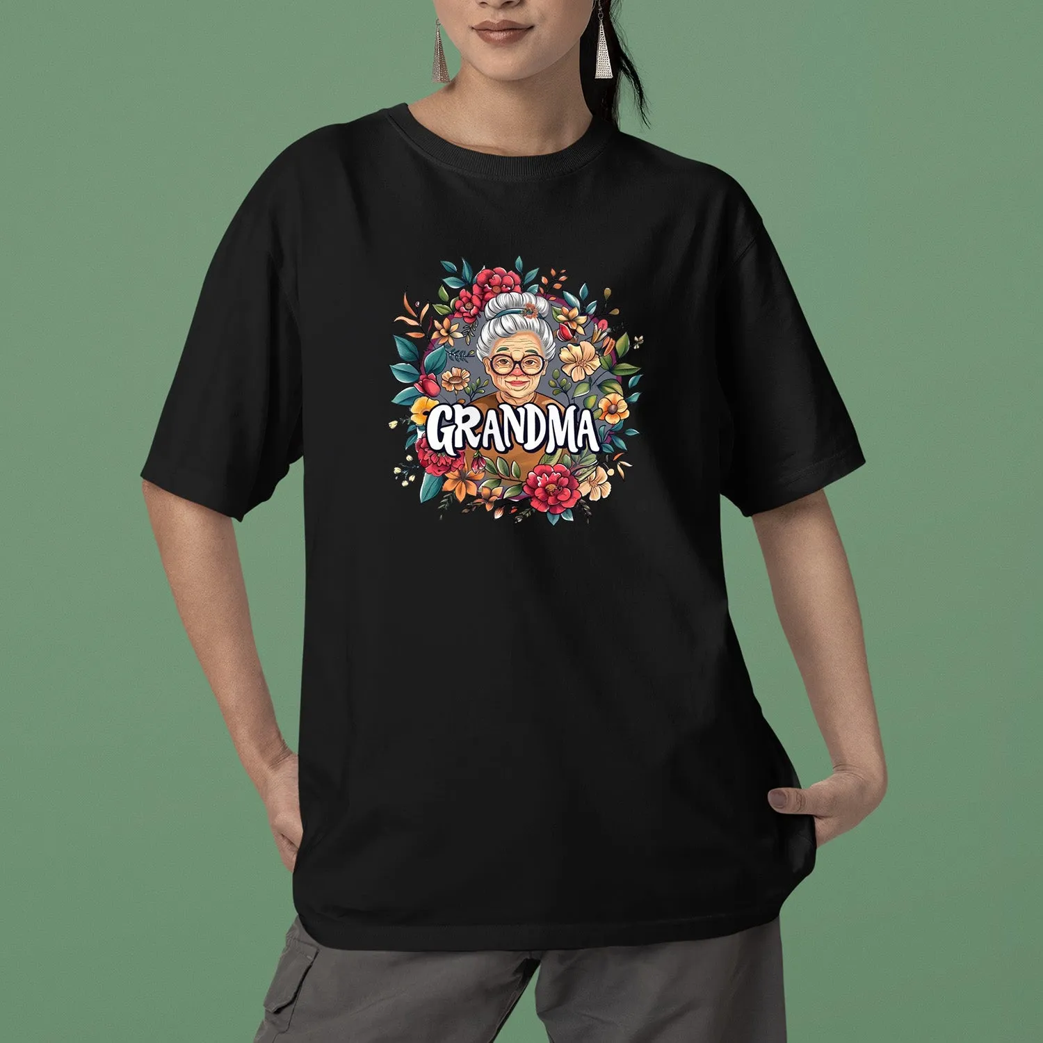 Cute Chibi Grandma T-Shirt, Floral Nana Shirt, Celebrate Mom, Nana Shirt, Grandma Hoodie, Grandma Shirt, Mother's Day Gift For Grandma, Happy Mother's Day 01