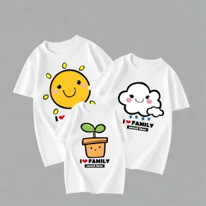 Cute Family Matching Cartoon T-Shirts – Sun, Cloud & Plant Design in 5 Colors