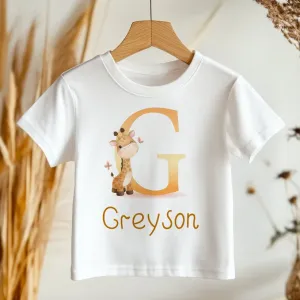 Cute Giraffe Personalised Toddler & Kids T Shirt