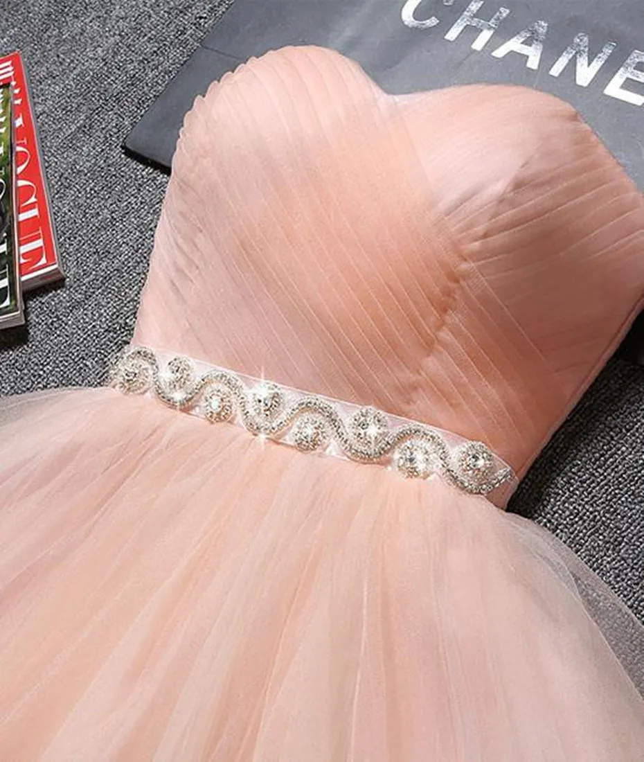 Cute Sweetheart Neck Backless Pink Short Prom Dresses, Backless Pink Homecoming Dresses, Pink Formal Evening Graduation Dresses