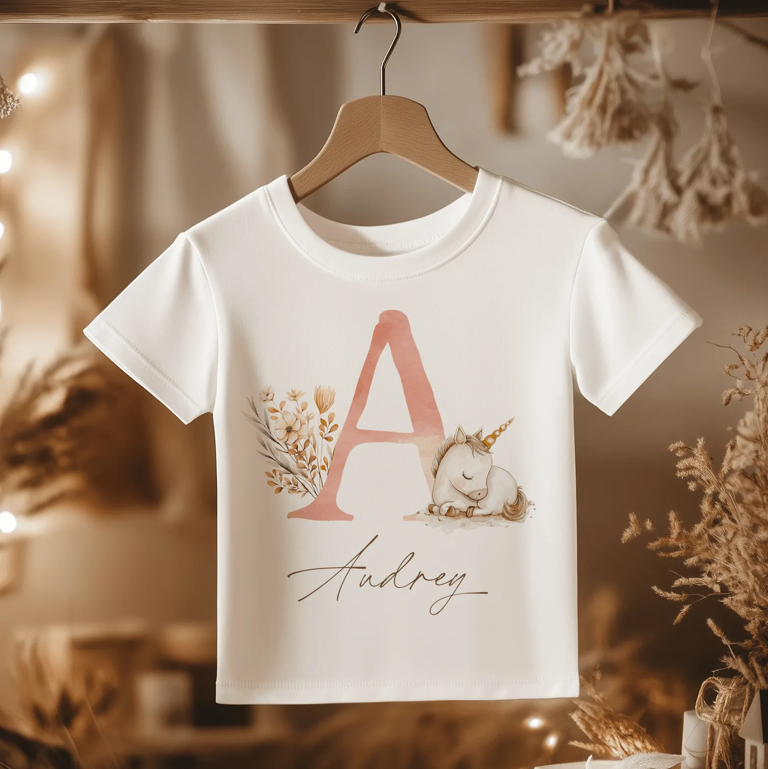 Cute Unicorn With Initial Personalised Toddler & Kids T Shirt