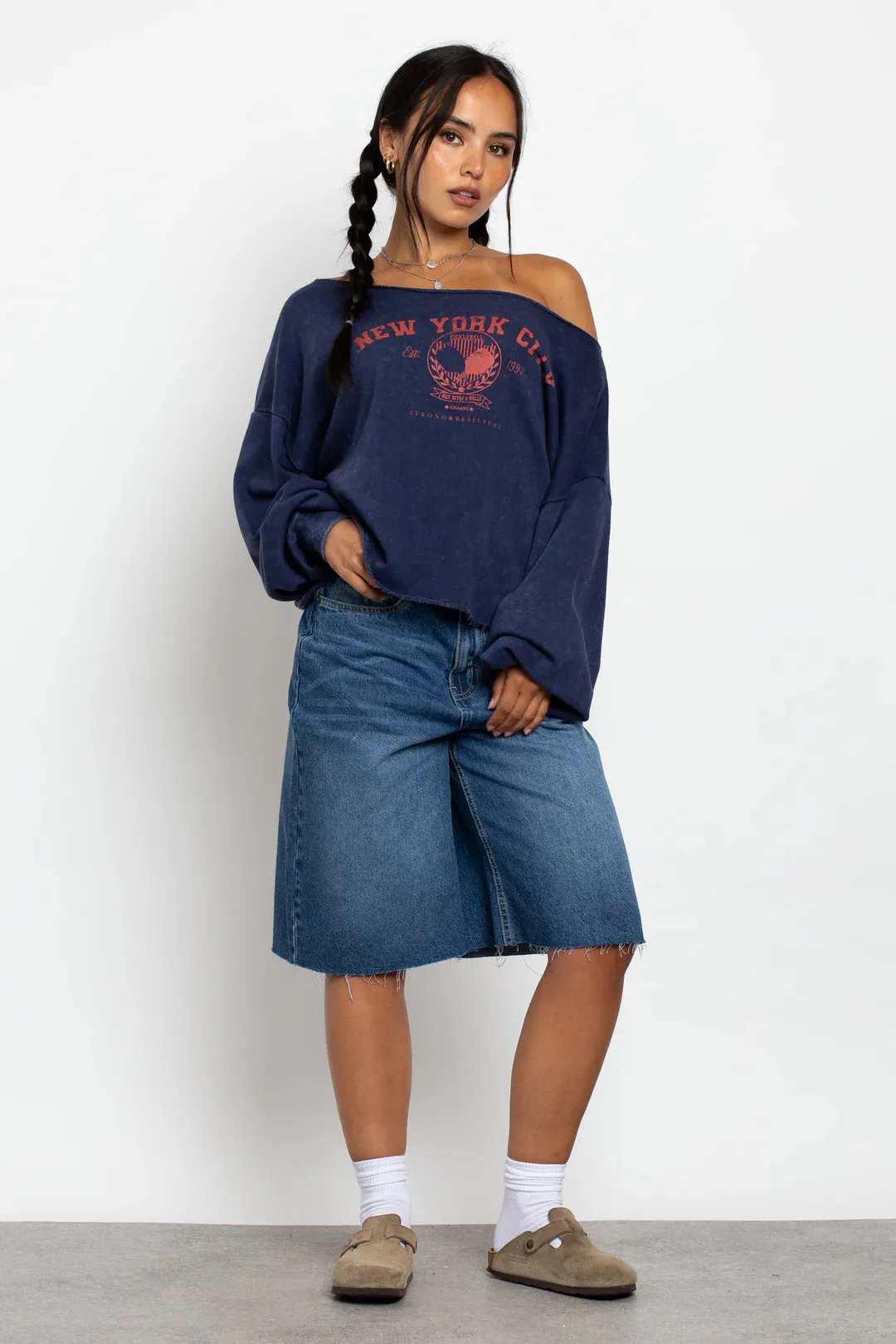 Daisy Street Slashed Neck NYC Sweater