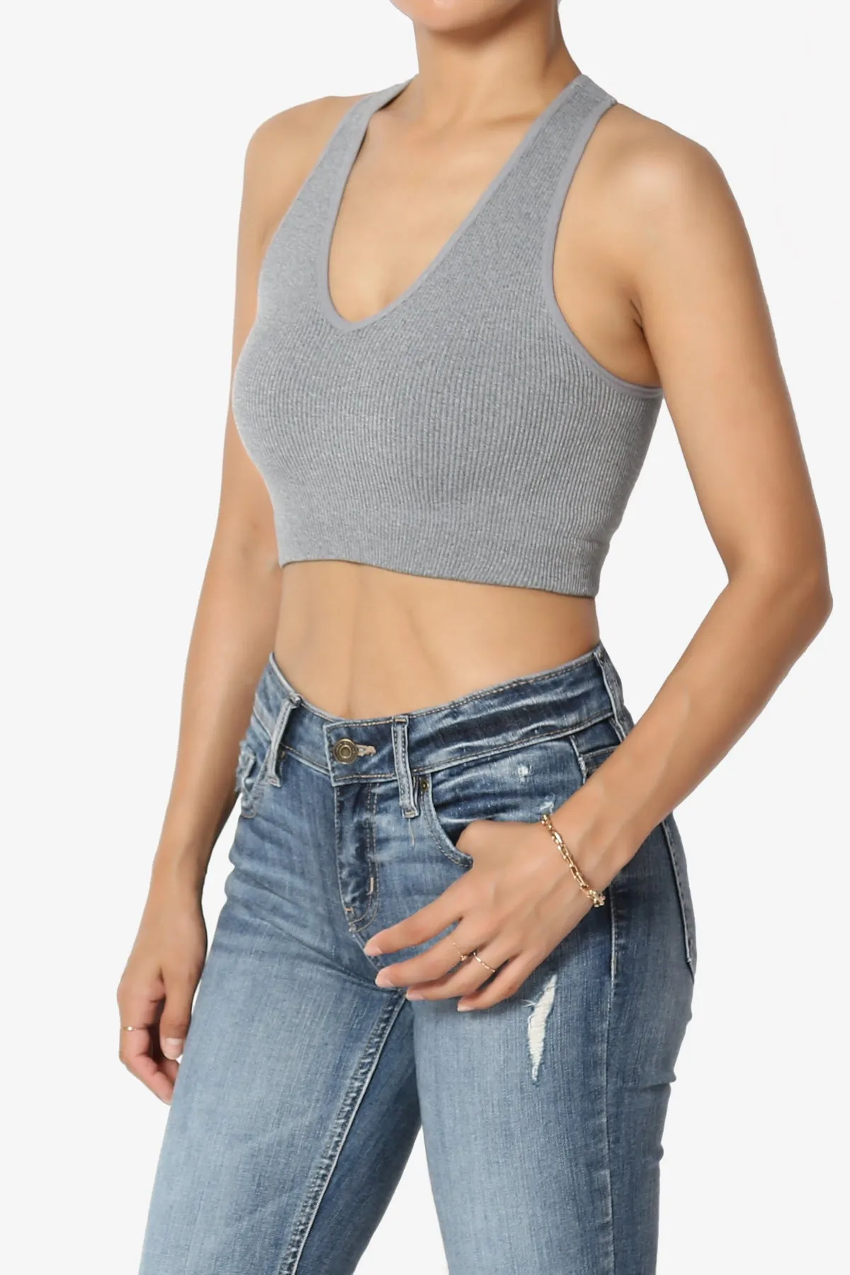 Daliyah Ribbed Seamless Halter Bra Top
