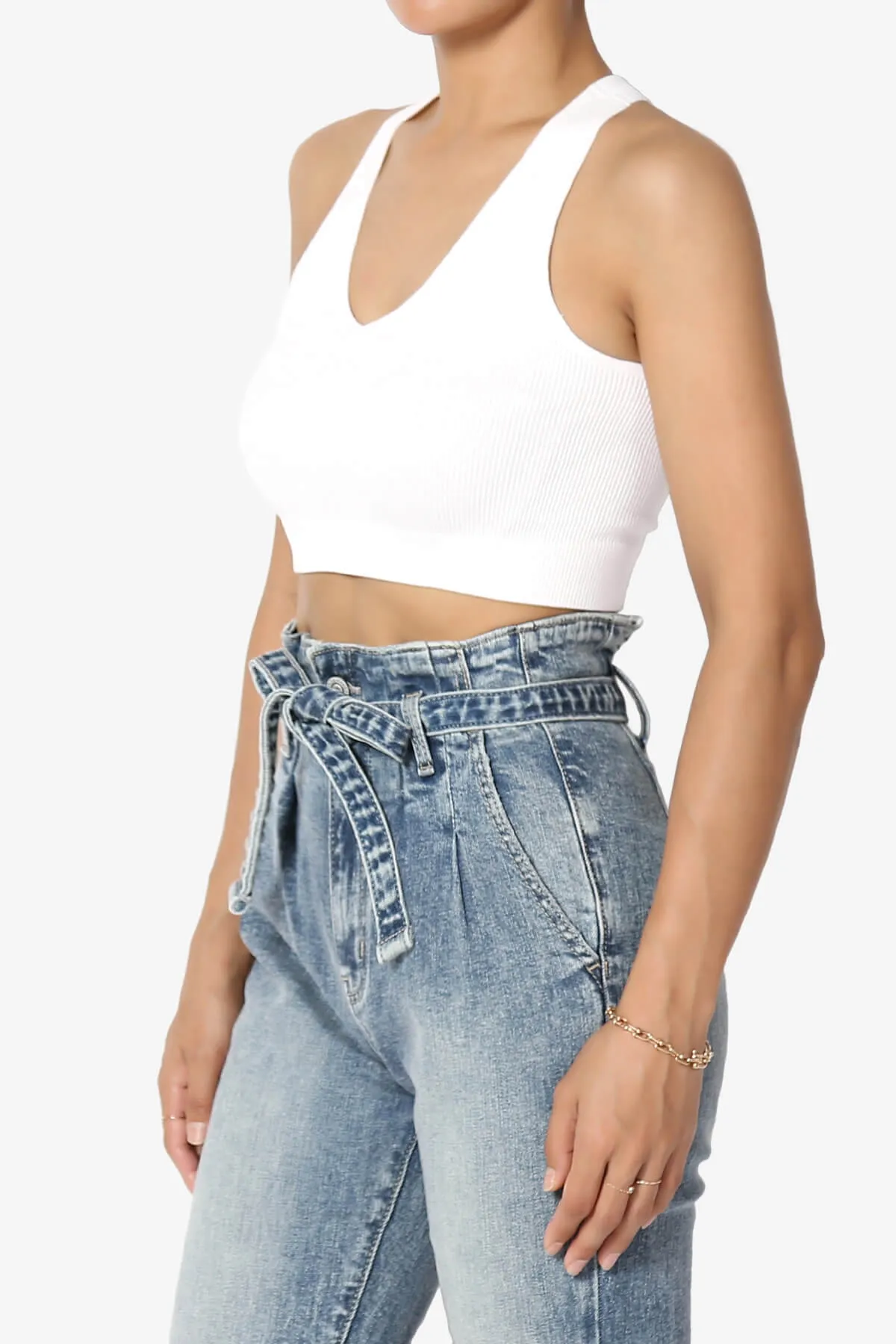 Daliyah Ribbed Seamless Halter Bra Top