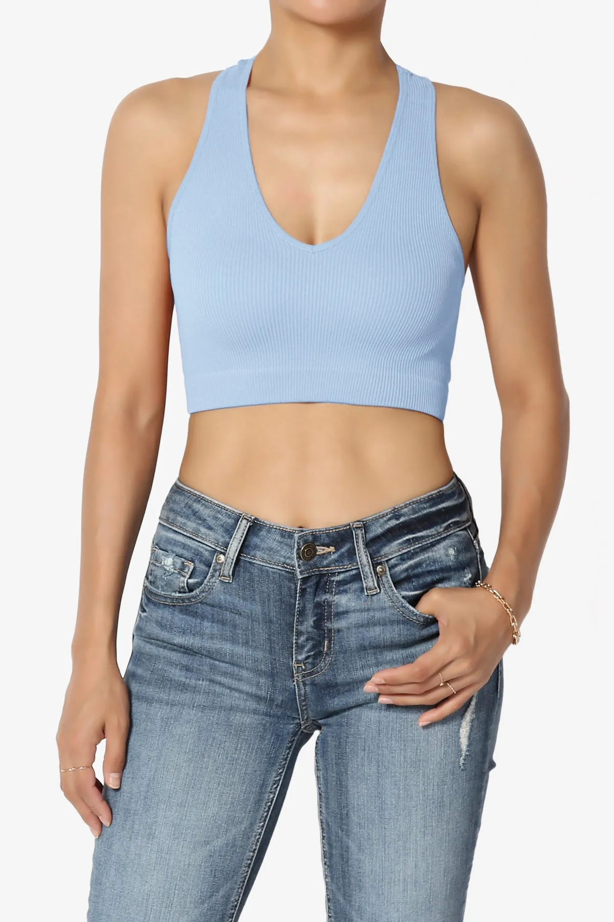 Daliyah Ribbed Seamless Halter Bra Top