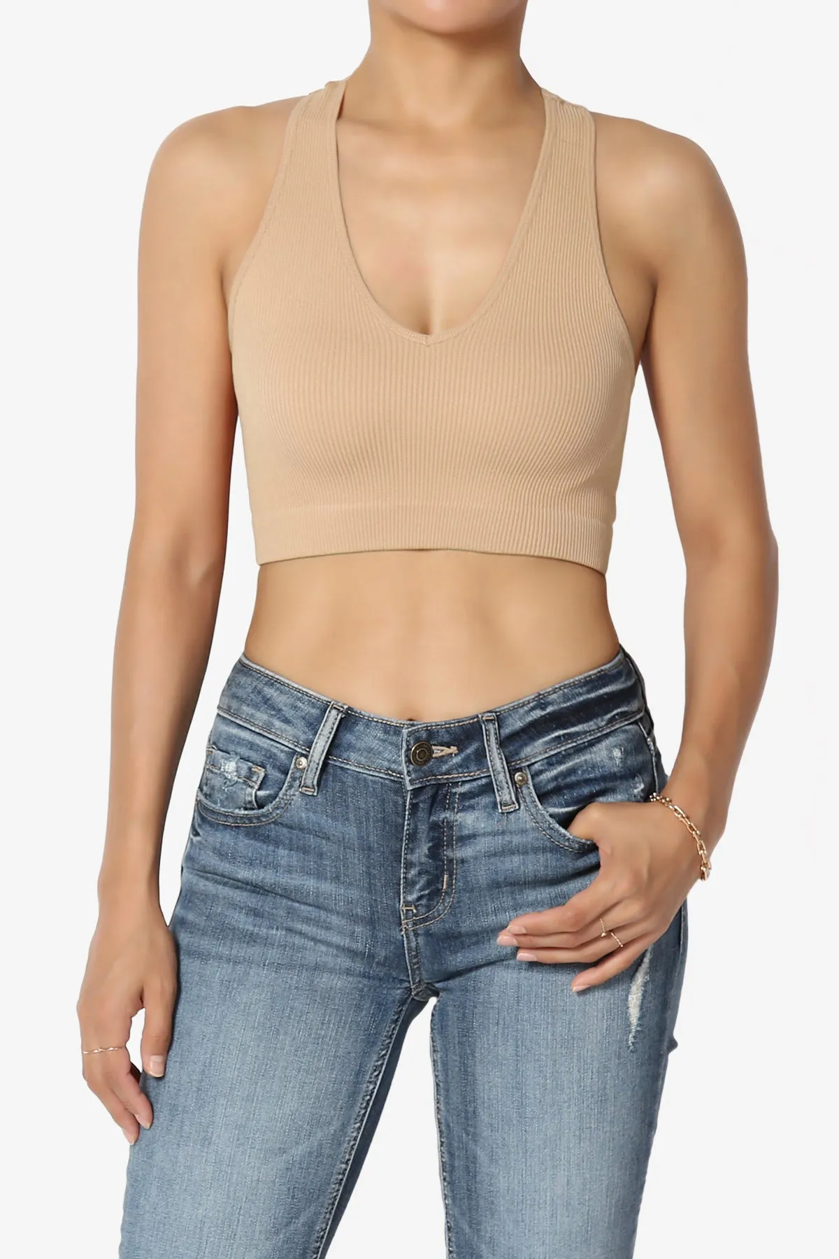 Daliyah Ribbed Seamless Halter Bra Top