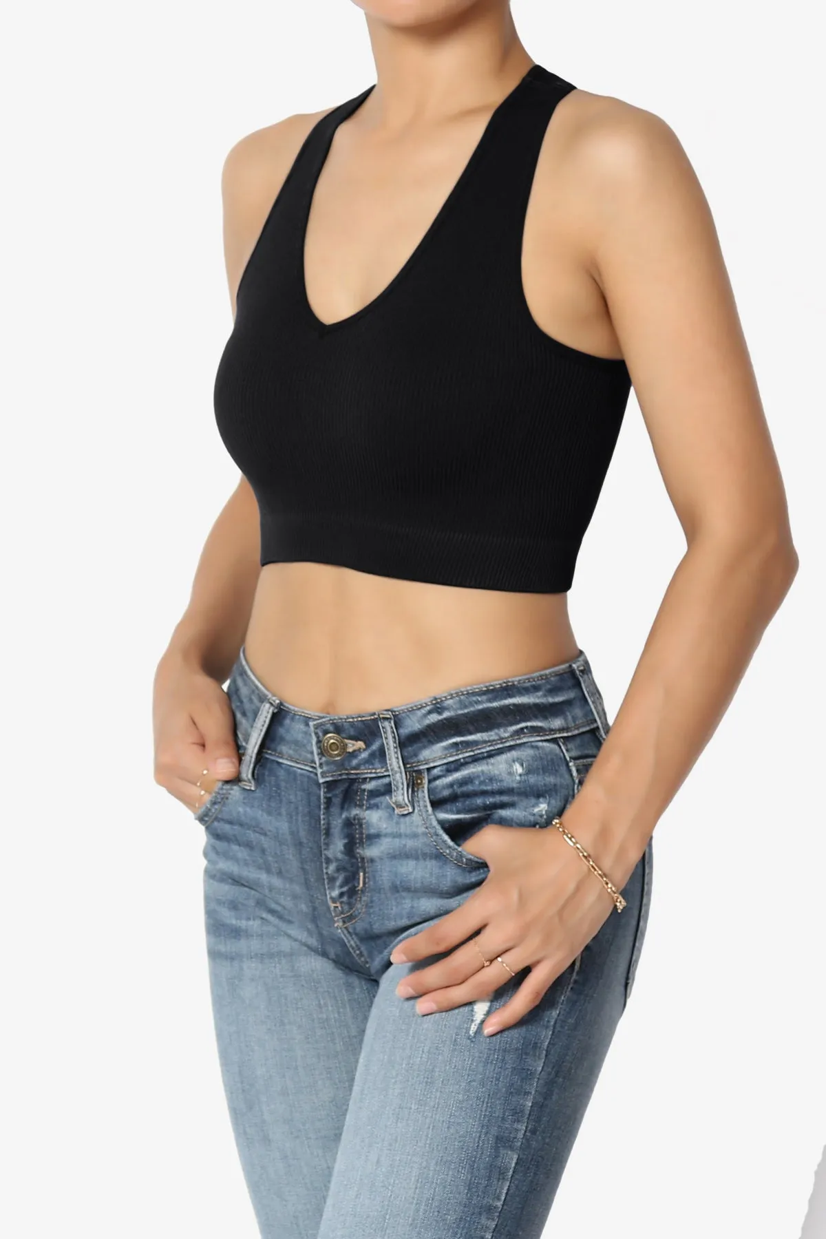 Daliyah Ribbed Seamless Halter Bra Top
