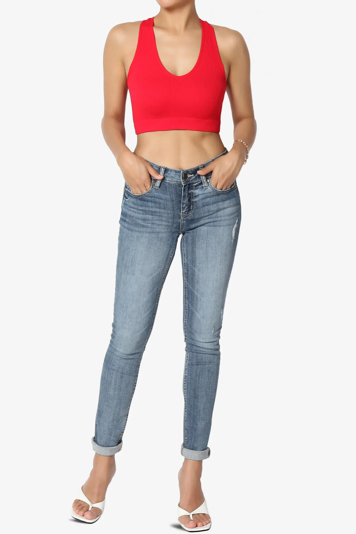 Daliyah Ribbed Seamless Halter Bra Top