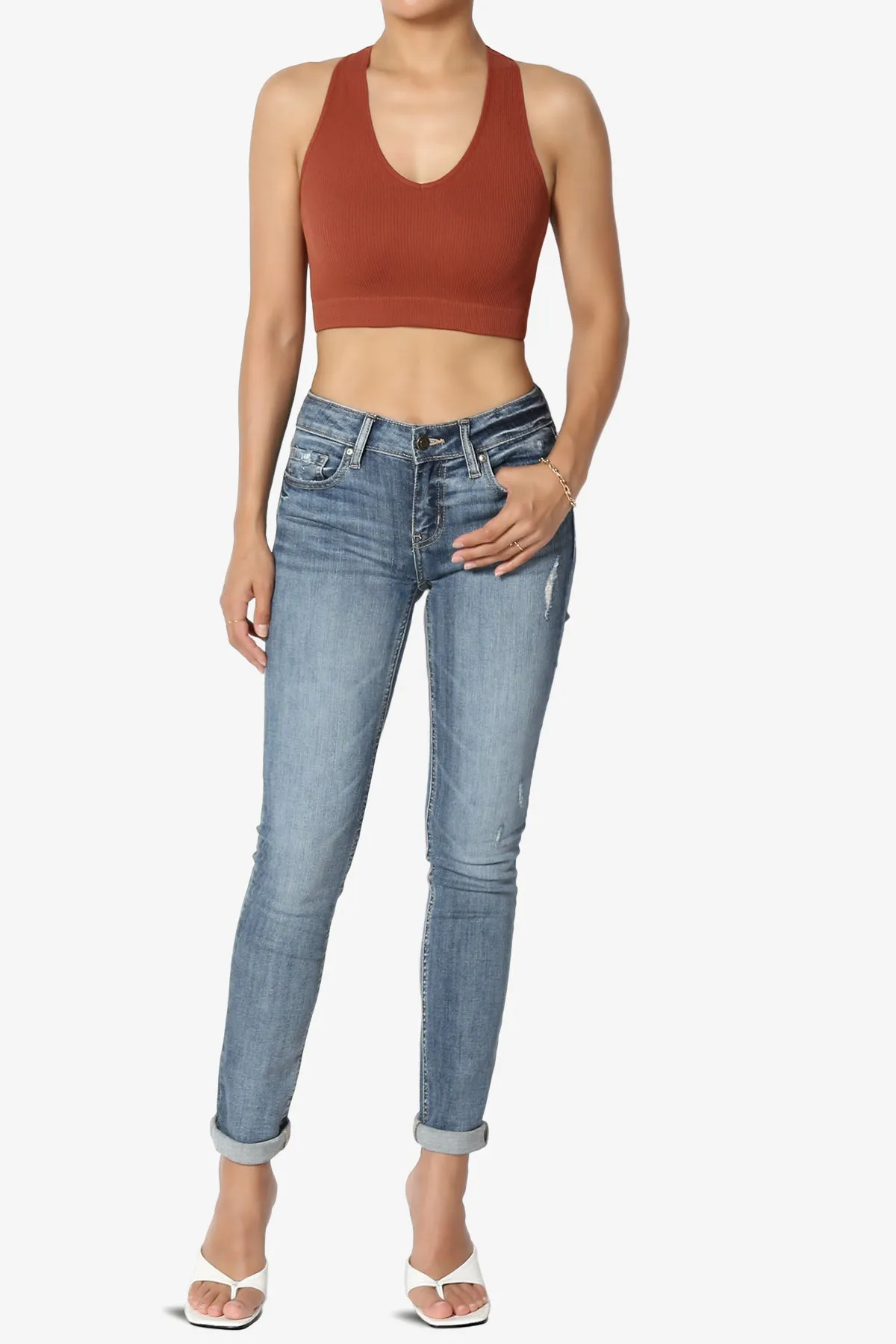 Daliyah Ribbed Seamless Halter Bra Top