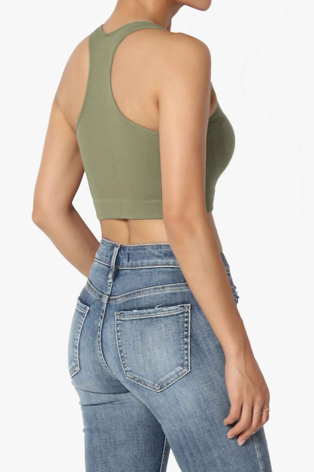 Daliyah Ribbed Seamless Halter Bra Top