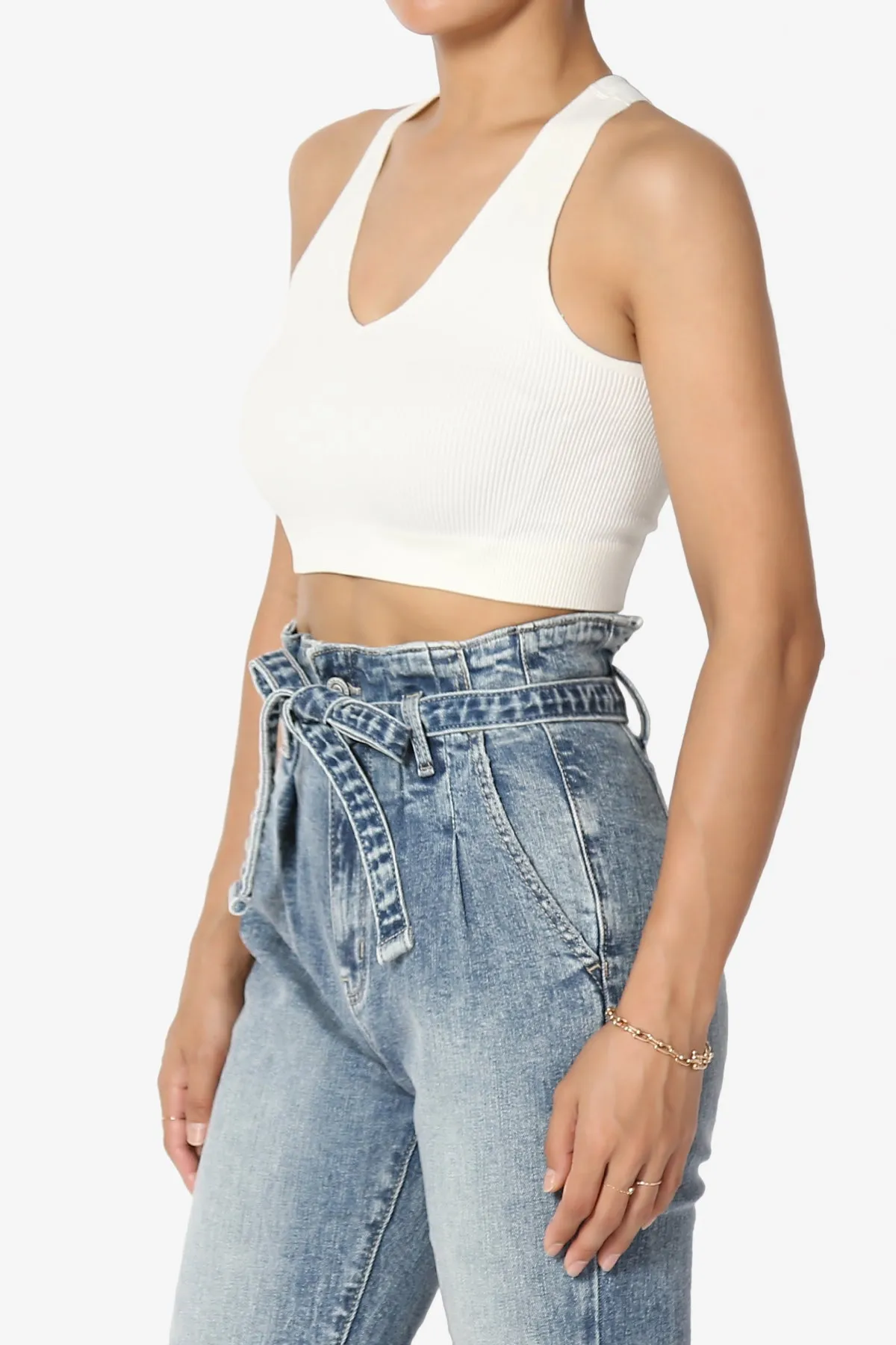 Daliyah Ribbed Seamless Halter Bra Top