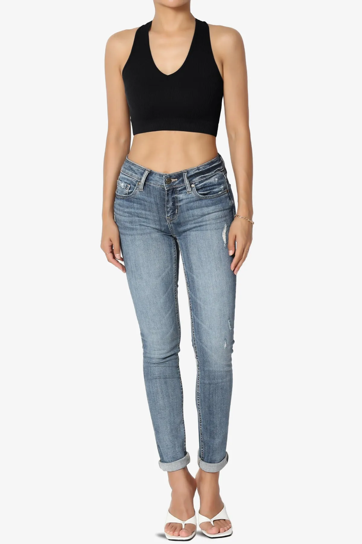 Daliyah Ribbed Seamless Halter Bra Top