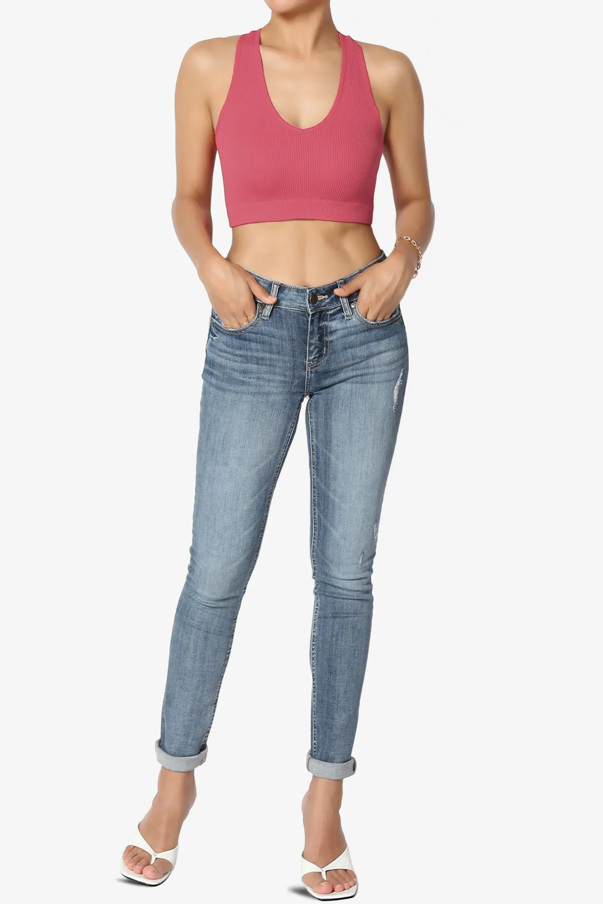 Daliyah Ribbed Seamless Halter Bra Top