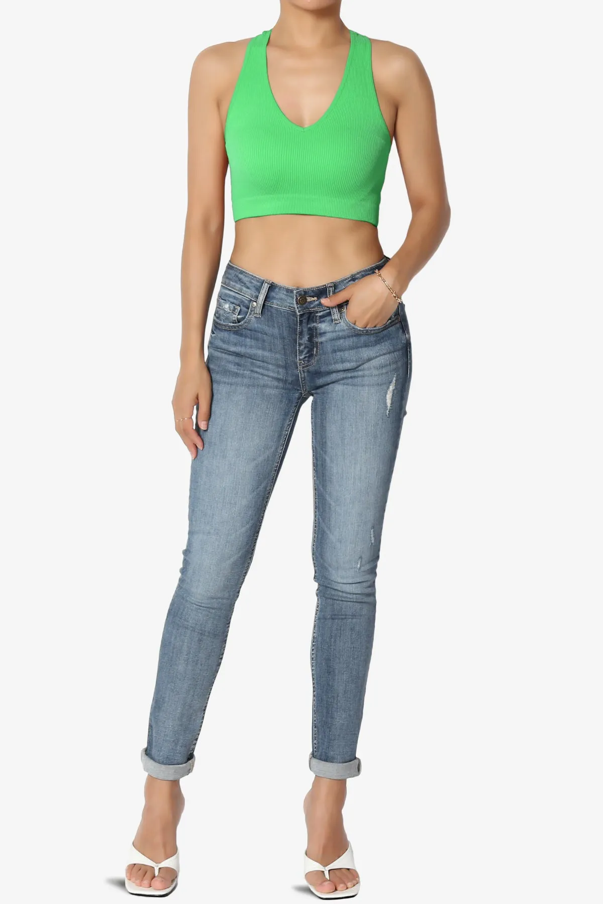 Daliyah Ribbed Seamless Halter Bra Top
