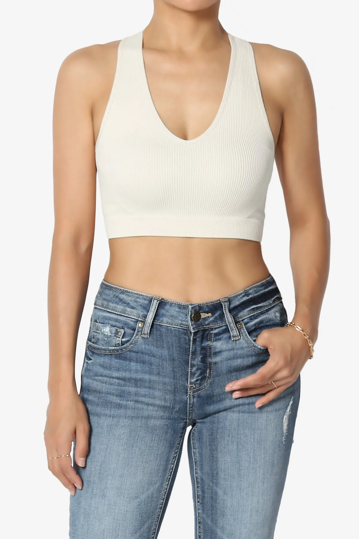 Daliyah Ribbed Seamless Halter Bra Top