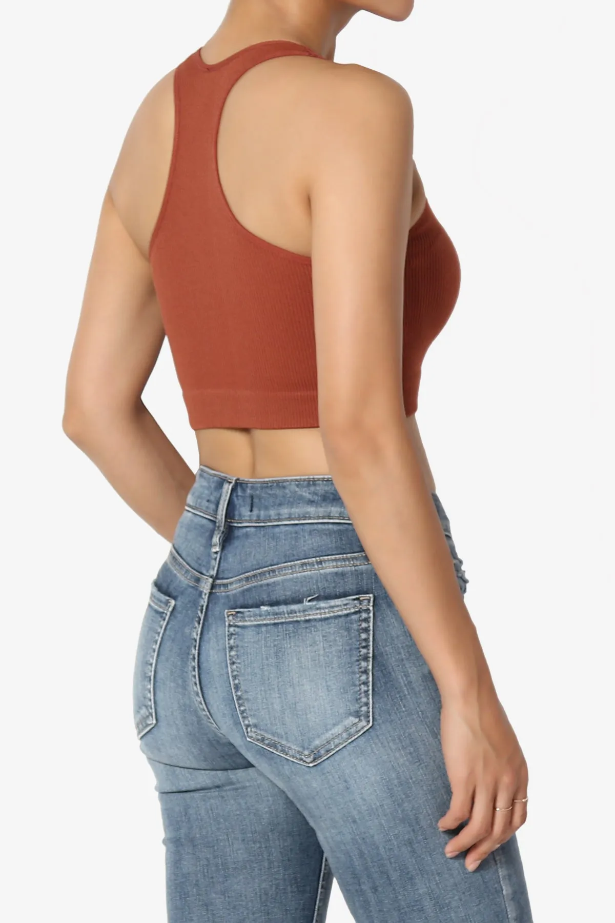 Daliyah Ribbed Seamless Halter Bra Top