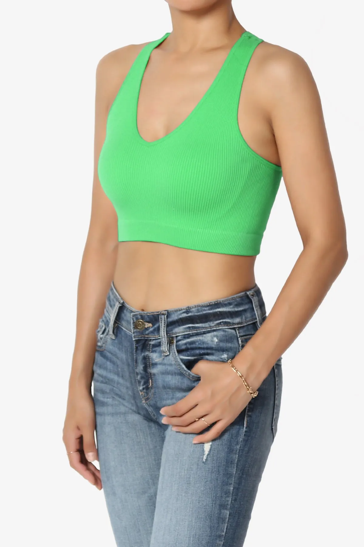 Daliyah Ribbed Seamless Halter Bra Top