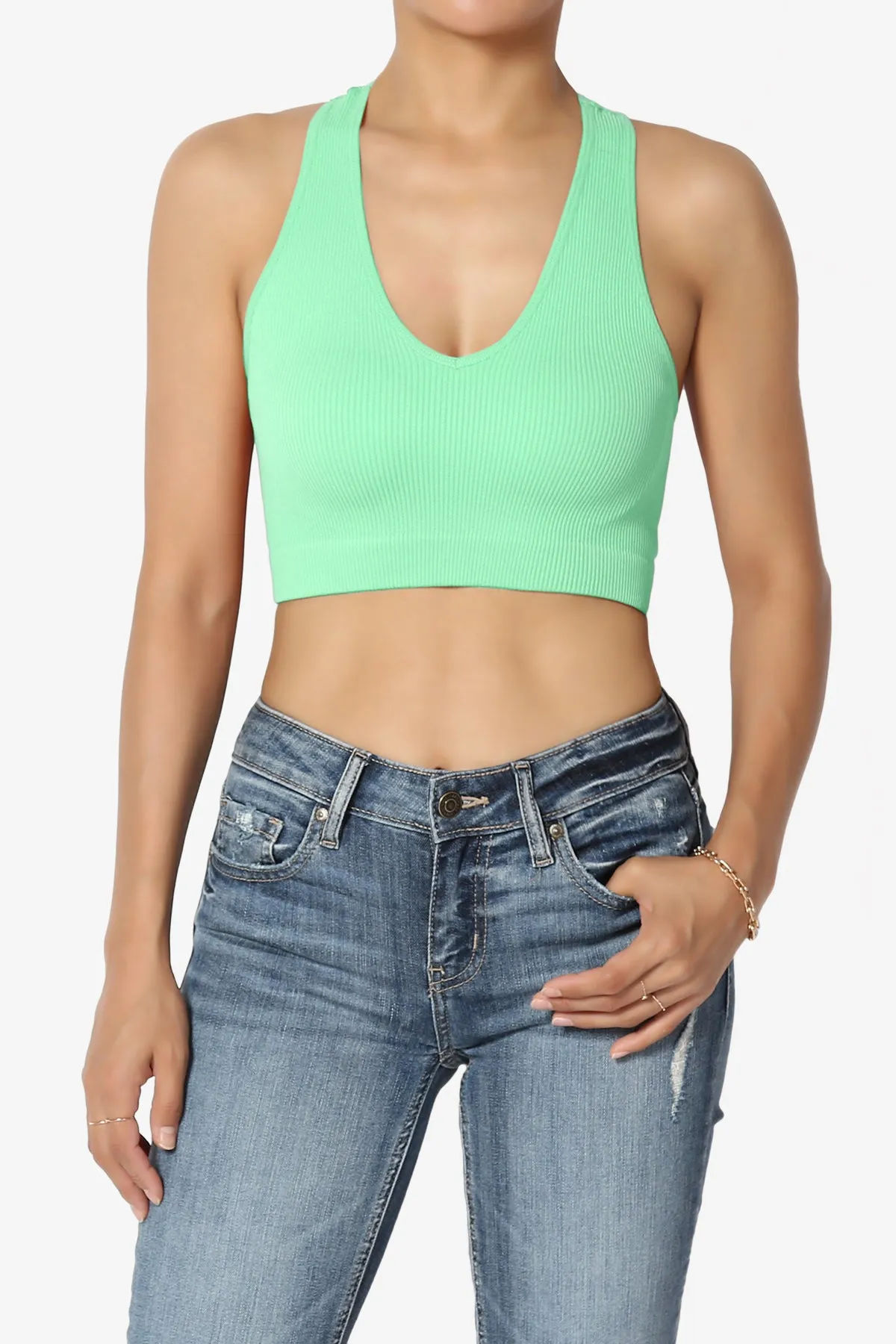 Daliyah Ribbed Seamless Halter Bra Top