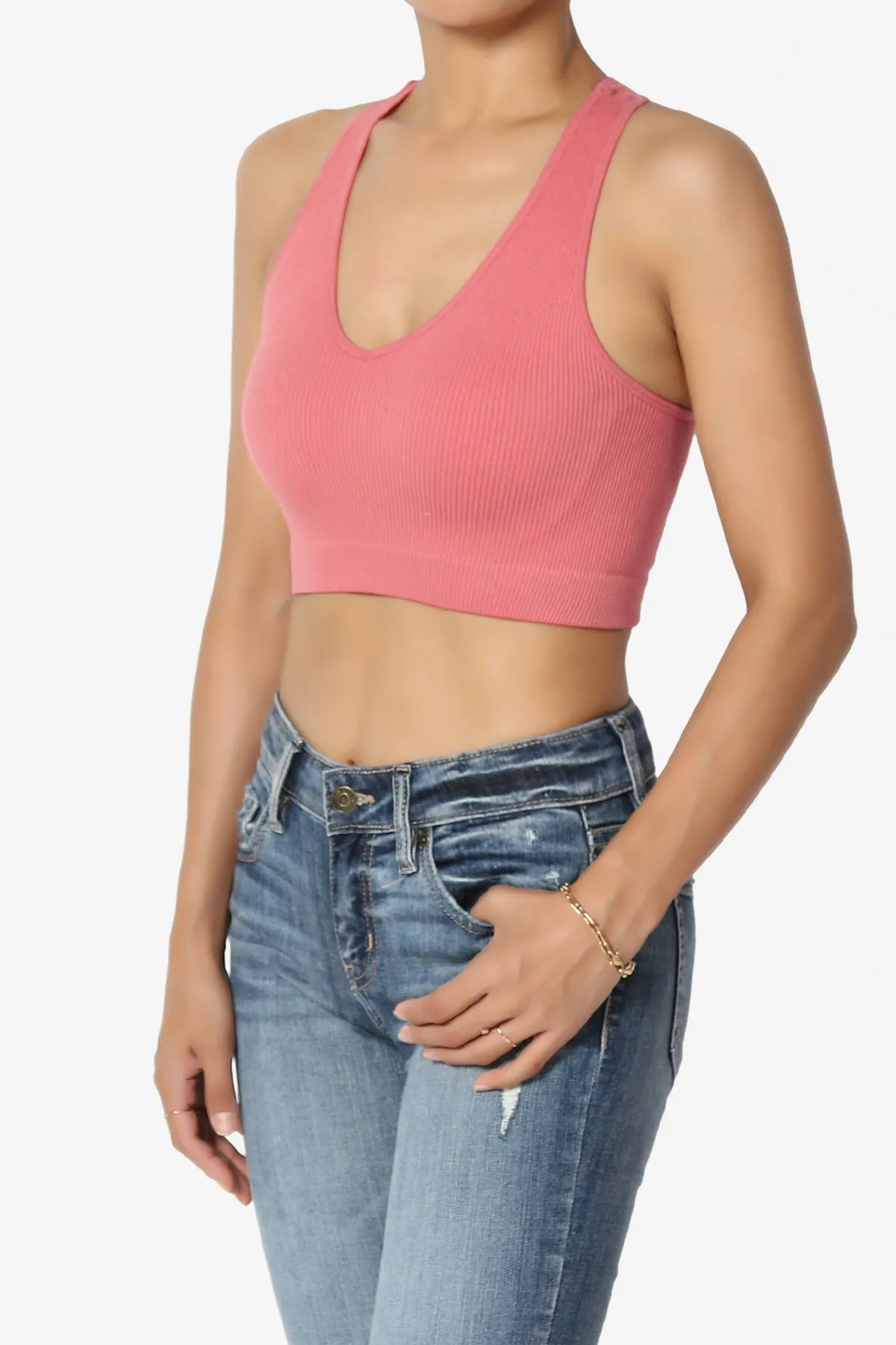 Daliyah Ribbed Seamless Halter Bra Top