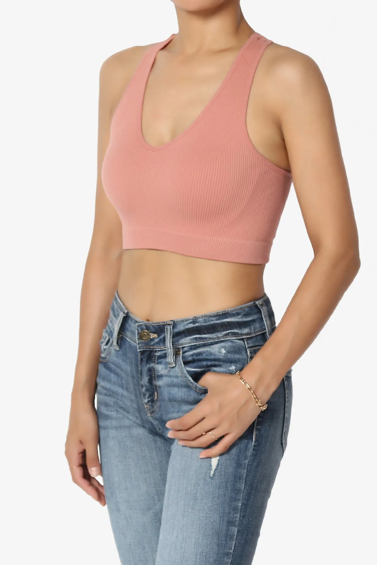 Daliyah Ribbed Seamless Halter Bra Top